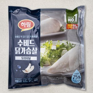 하림 수비드 닭가슴살 오리지널 6개입, 600g, 1봉