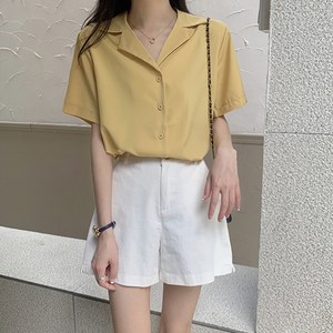 레몬소울 여성용 란비 반팔 카라 셔츠