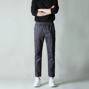 블루포스 남성용 지발느 밴딩 카고 베이직핏 9부 스판 면바지