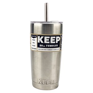 KEEP 스테인리스 보온 보냉 대용량 빨대 텀블러, 실버, 600ml, 1개