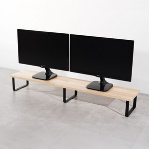 원목 듀얼 모니터 받침대, 16cm, 고무나무상판+블랙받침