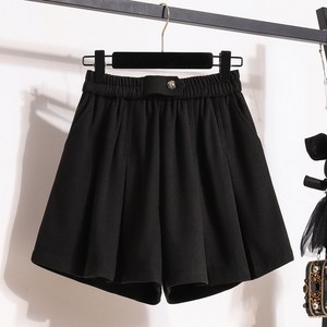 여성 모직 반바지 허리 밴딩 주름 치마바지 Women's shorts 8K036