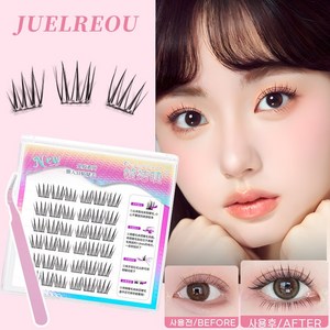 JUELREOU 노글루 가닥 속눈썹 대용량 세트 자연스러운 속눈썹연장 10-12MM, 1개, 아이돌