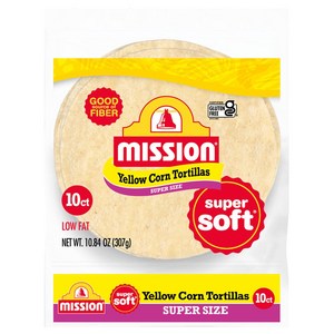 Mission Supe Size Yellow Con Totillas Lage Soft Taco 미션 슈퍼 사이즈 노란색 옥수수 토르티야 대형 소프트 타코 사이즈 10, 1개, 90.72g