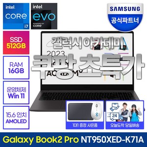 삼성 2022 갤럭시북2 프로 15, 그라파이트, 코어i7, 512GB, 16GB, WIN11 Home, NT950XED-K71AG