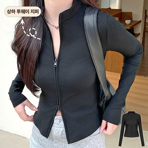 Modern Fashion 여성 골지 긴팔티 하이넥 집업 자켓 B06