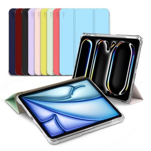 랩씨 태블릿PC 클리어 스마트커버 펜슬 수납 슬림핏 케이스, 사피아노 블랙