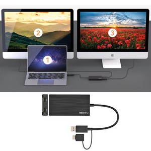 USB HDMI컨버터 모니터3개연결 회전 맥안드로이드지원, 1개, 단품