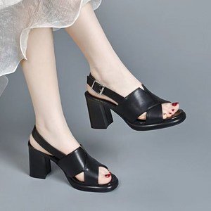 7CM 여성 샌들 여성 통굽 가보시 힐 여름 컴포트 패션 힐