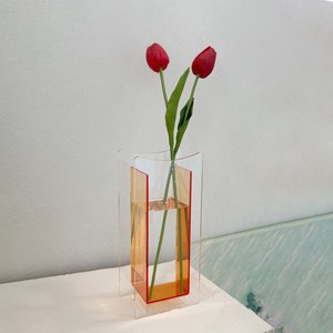 아크릴 꽃병 화병 베이직 오브제 컬러5종, 오렌지_투명