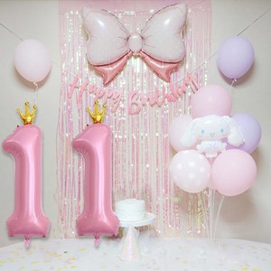 연지마켓 시나모롤 산리오 생일풍선 파티세트, 핑크풀세트(핑크숫자 11)