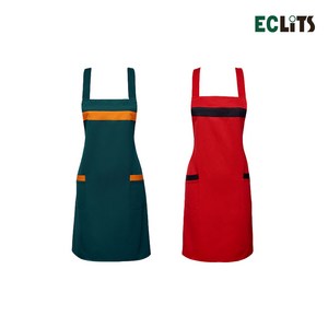 1+1 에클리츠 단색 컬러 앞치마 미용실 카페 단체, 그린,레드