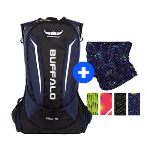 버팔로 하이크 배낭15L 멀티스카프 세트 등산 자전거, 네이비, 스카프랜덤