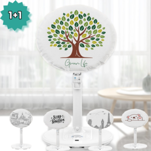 [비남스토어] 1+1 벽걸이/스탠드 43cm 헤드형 선풍기 커버, 깔끔안녕북극곰, 깔끔안녕북극곰