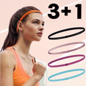 서라인 기능성 땀 흡수 슬림 스포츠 헤어밴드 3+1, 1세트, 블랙,연핑크,핑크,블루
