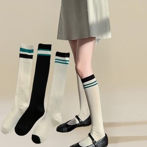 [ 2켤레 세트 ] 블루삭스 사계절 프레피 스타일 라인 니삭스 롱양말