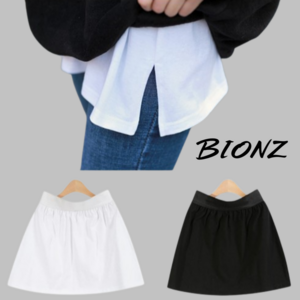 비온즈 페이크 티셔츠 효과 레이어드티 엉덩이 힙 가리개 줄지않는 밴딩 치마 Y존 가리개 패션 스커트