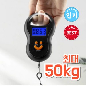 캐리어 저울 간편한 휴대용 여행 낚시 손저울 최대 50kg, 1개, 블랙