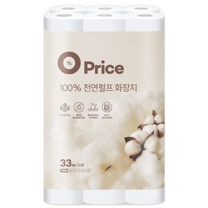 OPRICE 3겹 100% 천연펄프 코튼 화장지, 33m, 30개입, 1개