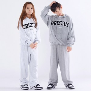 주니어 GRIZZLY 핸들자수 오버핏 맨투맨 트레이닝 세트 JTS-J14445