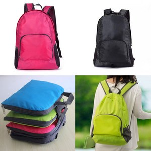 몰리의리본 여행 등산 휴대용 접이식배낭 백팩 방수 접이식 베낭, 블랙, 1개