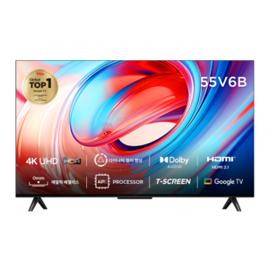 TCL 4K UHD HDR 스마트 TV, 138cm(55인치), 55V6B, 스탠드형, 방문설치