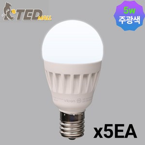 비츠온 LED 미니 크립톤 5W E17, 주광색, 5개