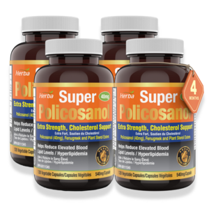 폴리코사놀 40mg 쿠바산 사탕수수 120식물성캡슐 고함량 슈퍼 Policosanol 허바 캐나다 에서제조, 120정, 4개