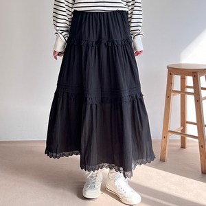 걸즈팩토리 여성용 나엘레이스 플레어 밴딩 롱스커트 치마