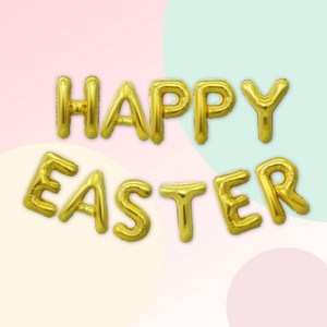 [파티지] 부활절풍선 모음 / 교회 계란 달걀 토끼 십자가 병아리 풍선, E_A_레터링 풍선_HAPPY EASTER_골드