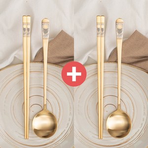 GDM 명품 24K 금수저세트 1인 숟가락 젓가락 심플세트 2개 [1+1], 7 금수저 1인세트 - 보름달빛 2개, 1개