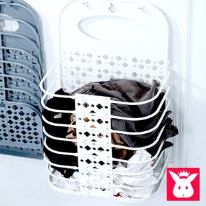 접이식빨래통 세탁 빨래바구니 벽걸이 틈새 햄퍼, 연청색, 상세페이지 참조2