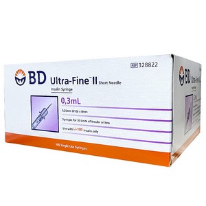 벡톤디킨슨 인슐린 주사기 울트라파인 2 8mm 0.3ml 100p, 1개