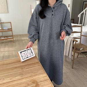 바이엘르 (기모) 겨울 원피스 88 99 후드 니트 롱 원피스 빅사이즈