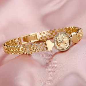 골드앤 14K 헤라 라운딩 팔찌 골드 코인 뱅글 데일리 팔찌