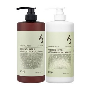 CH6 헤어케어세트 그리놀허브 탈모샴푸 + 트리트먼트 그린티우드향 1000ml, 1세트, 1L