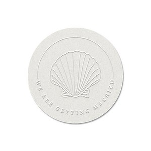 헤음 청첩장 형압 스티커, 200개, 조개 화이트