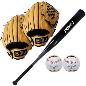 프로모릭스 우투글러브 2개+임팩트 야구배트1+야구공1 캐치볼과 펑고세트를 겸한 야구세트, 1개