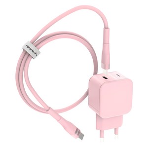 로랜텍 파스텔 PPS PD 초고속 충전기 30W + C타입 to C타입 케이블 2.4m 세트, 1세트, 핑크