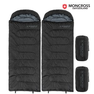 몽크로스 컴팩트 알프스 머미형 침낭 + 압축가방 세트, 2세트, 블랙