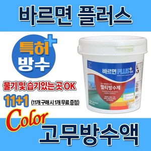 바르면 PLUS 컬러 2L 고무탄성방수 수성 도막 방수제 벽면 옥상 침투, 1개, 투명