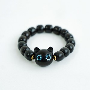 고양이 염주 불교 합장주 귀여운 구슬 패션 묵주 팔찌 나무 팔찌 소원성취 행운