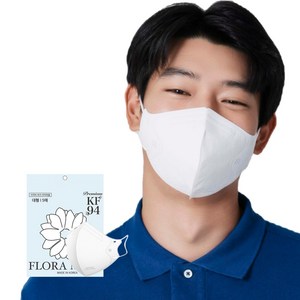 플로라 마스크 KF94 새부리형 컬러 마스크 대형, 화이트, 20개