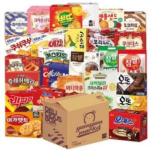 [냠냠상회] 몽쉘 후레쉬베리 마가렛트 카스타드 버터와플 에이스 크리스피롤 등 큰 용량 제품만 구성한 초 대용량 낱개포장 사무실 간식 과자세트, 1세트, 26p
