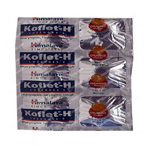 Himalaya Koflet H 기침 사탕기침 및 인후통 완화 I 오렌지 맛, 3개, 6정