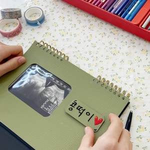 라포키드 스탠딩 초음파사진 앨범 다이어리 스티커 사진정리 아기 포토북 임신선물 태명 각인, 우드브라운