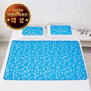 탑건강 2세대 쿨 매트 3D 워터 메쉬, 더블매트1개(1400x900mm)+쿨베개2개(400x250mm)