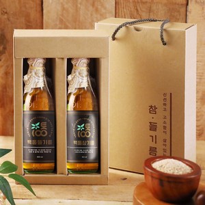 산지로드 백통참기름+들기름 2구 명절선물세트, 350ml, 2개