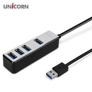 유니콘 4포트 케이블 1.8m 무전원 USB 3.1 허브 LH-4500A, 블랙, 1개