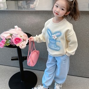 (당일출고)레드호호 봄가을 여아 아동 키즈 주니어 플라워 래빗 맨투맨 조거팬츠 상하 세트복